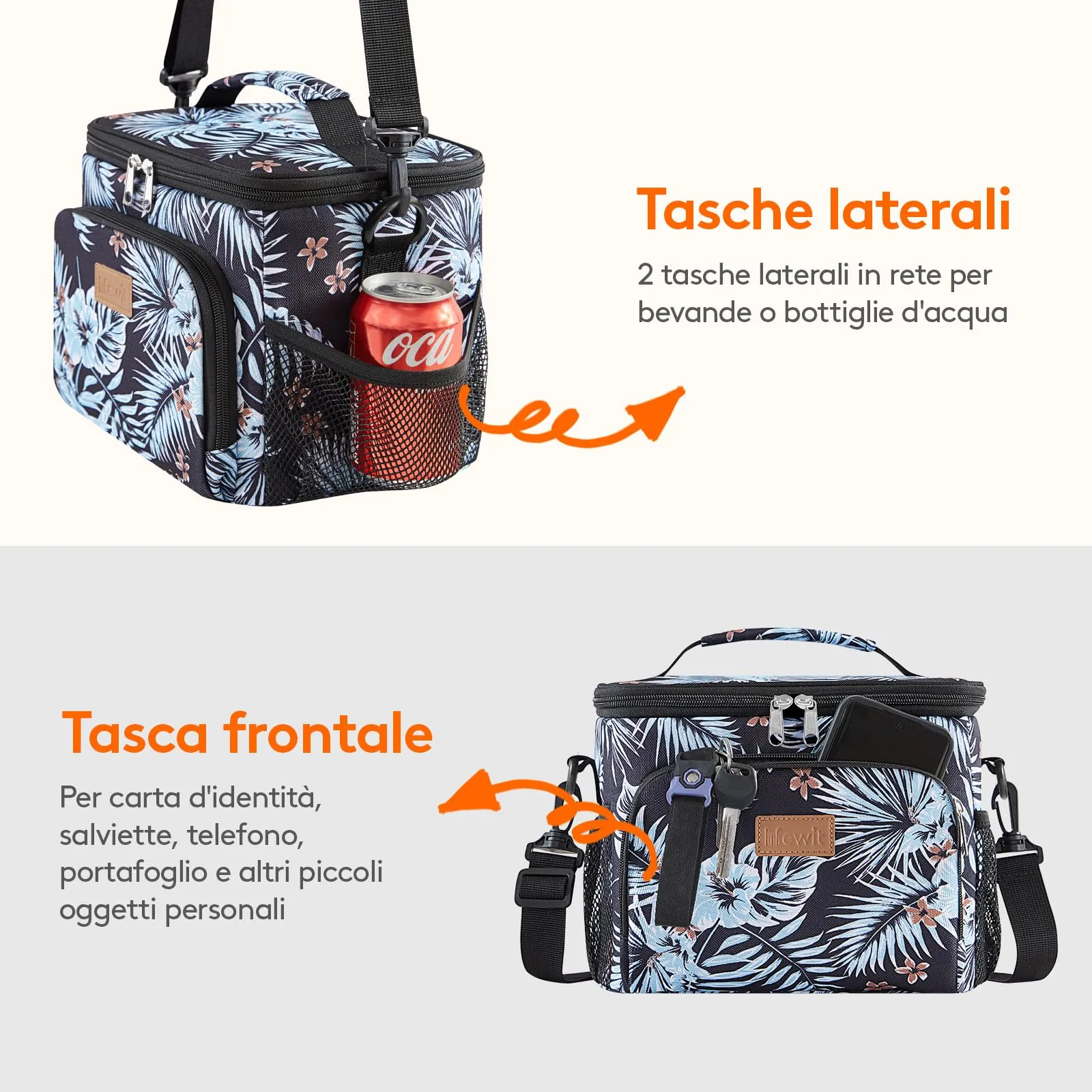 Lifewit Borsa Termica Porta Pranzo Impermeabile, Floreale, 9L - immagine 5