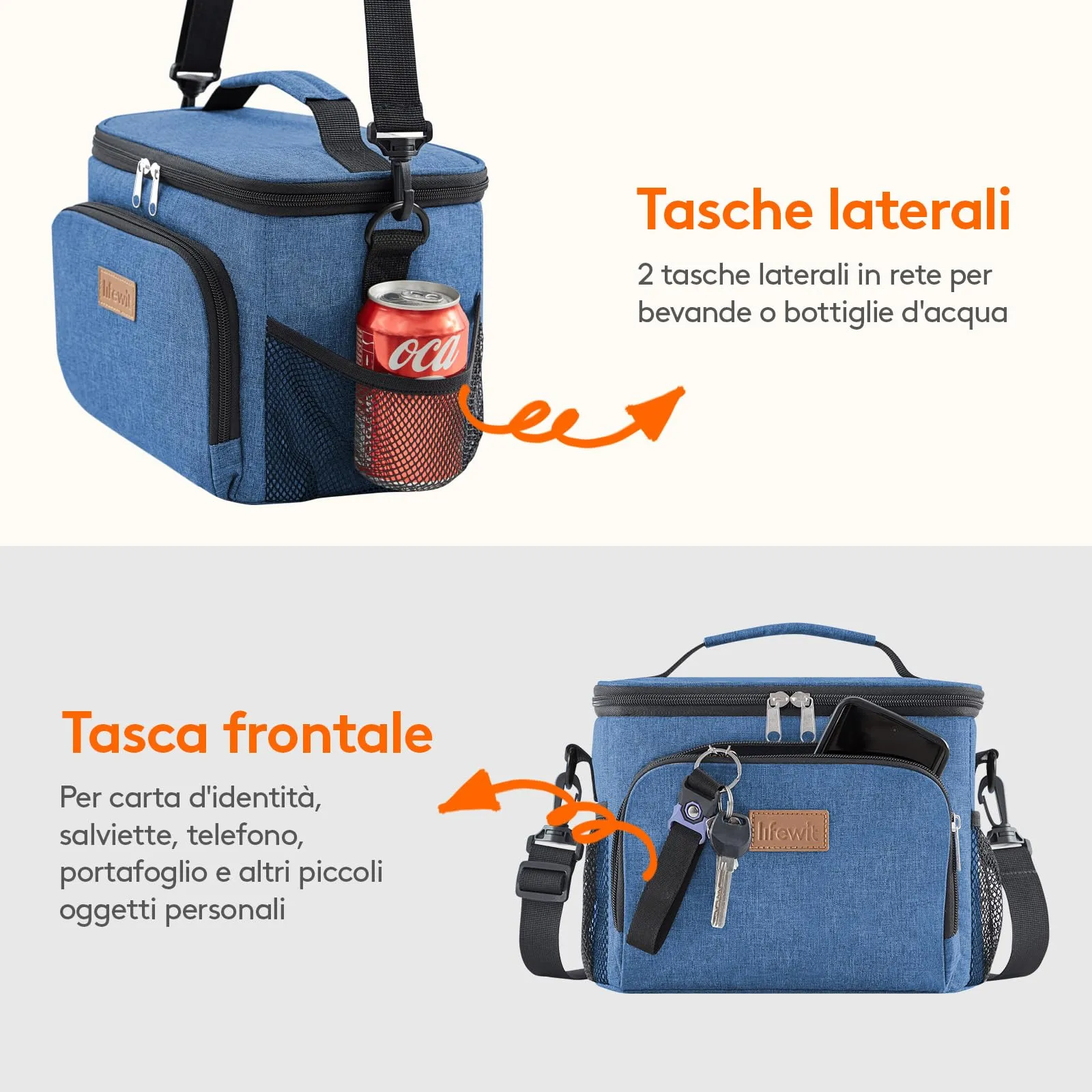 Lifewit Borsa Termica Porta Pranzo Impermeabile con Tracolla, 9L, Blu Scuro - immagine 5