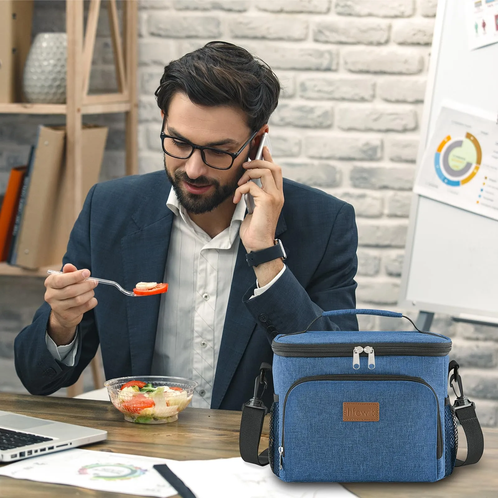 Lifewit Borsa Termica Porta Pranzo Impermeabile con Tracolla, 9L, Blu Scuro - immagine 8
