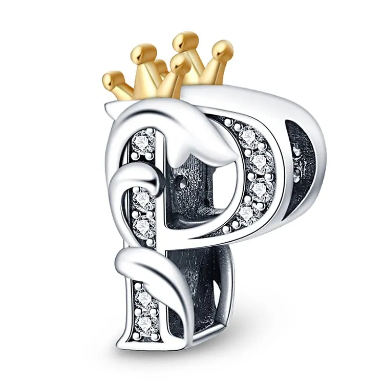 TINSLO Bead Charm Lettere in Argento Sterling 925 con Cubic Zirconia, Compatibile con Braccialetti e Collane Pandora e Europei - immagine 1