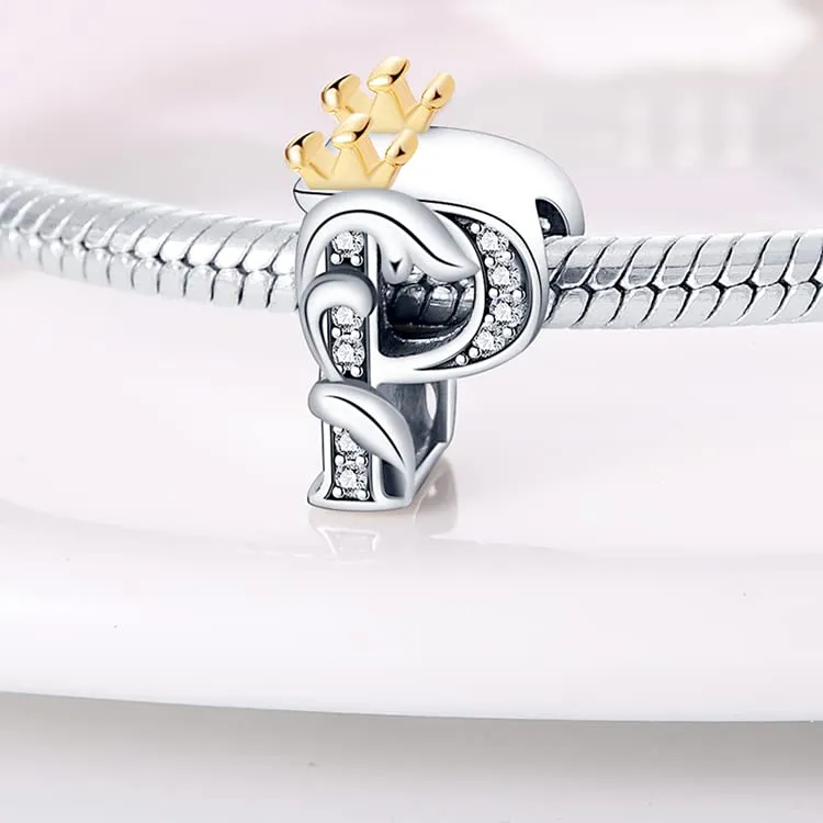 TINSLO Bead Charm Lettere in Argento Sterling 925 con Cubic Zirconia, Compatibile con Braccialetti e Collane Pandora e Europei - immagine 2