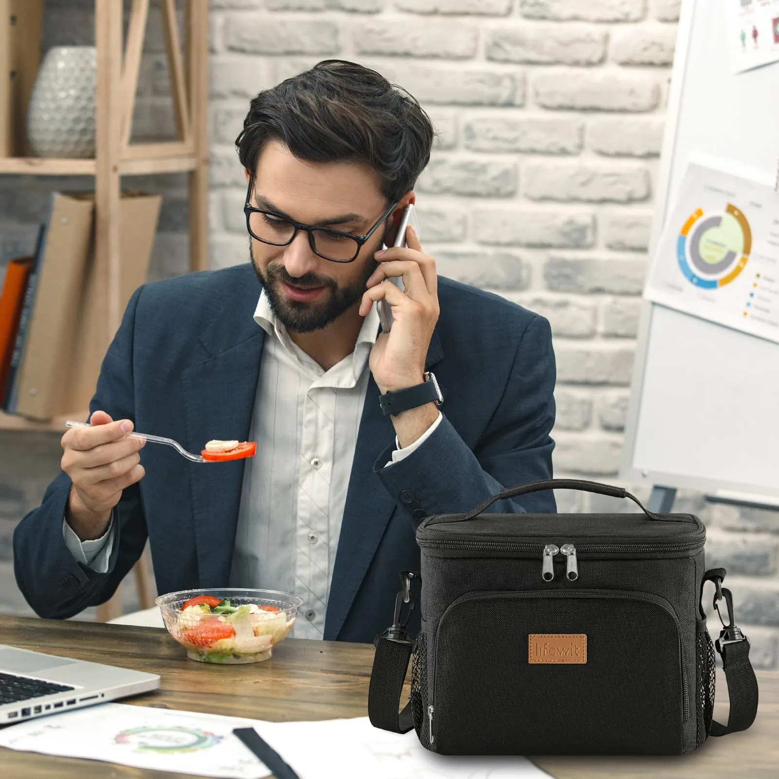 Lifewit Borsa Termica Porta Pranzo Impermeabile con Tracolla, Nero, 9L - immagine 8