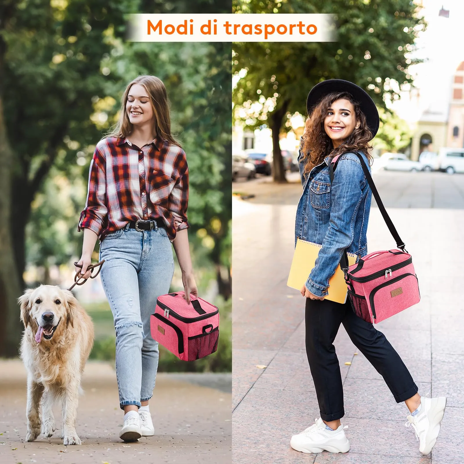 Lifewit Borsa Termica Porta Pranzo Impermeabile con Tracolla, Rosa, 9L - immagine 8