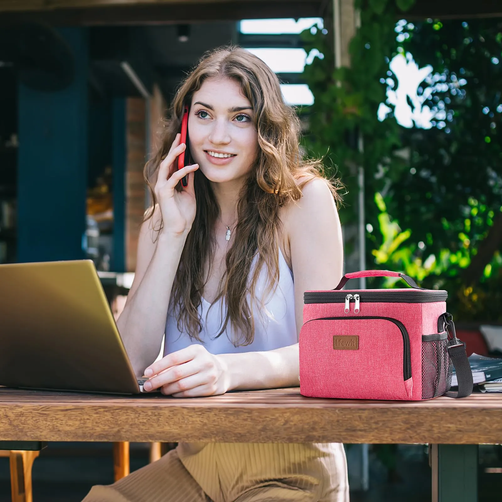 Lifewit Borsa Termica Porta Pranzo Impermeabile con Tracolla, Rosa, 9L - immagine 9