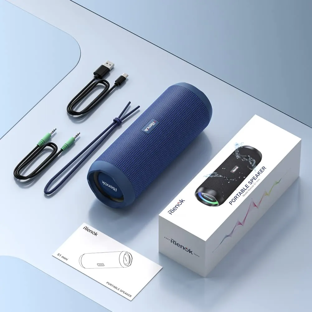 RIENOK S1 mini Cassa Bluetooth 30W Impermeabile IPX7, Blu - immagine 9