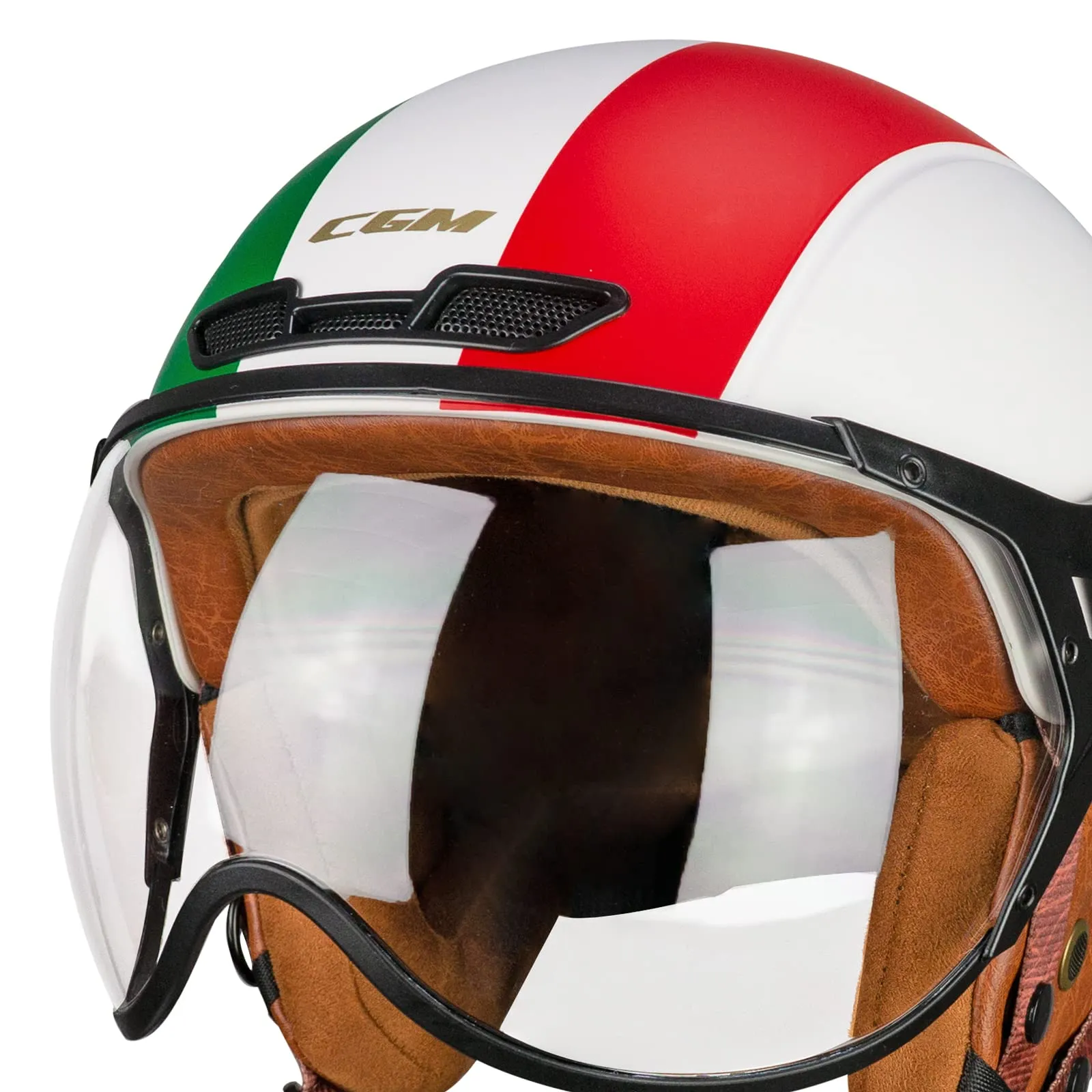 CGM 801I EBI ITALIA Casco Bici, Sci, E-bike, Bianco Verde Rosso Opaco, S (55-56cm) - immagine 5