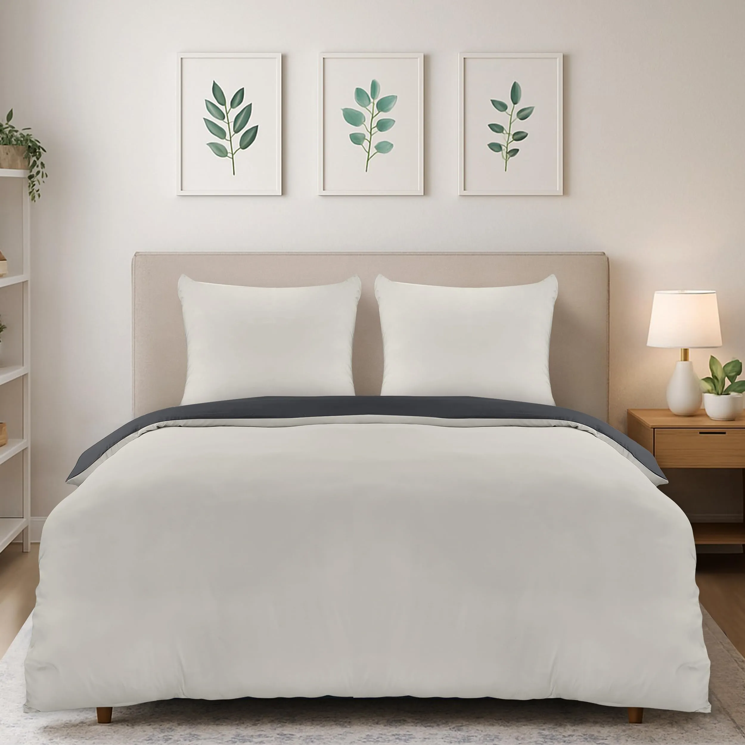Utopia Bedding Set Copripiumino 200x200 cm e 2 Federe 80x80 cm, Grigio Scuro/Grigio Chiaro - immagine 1