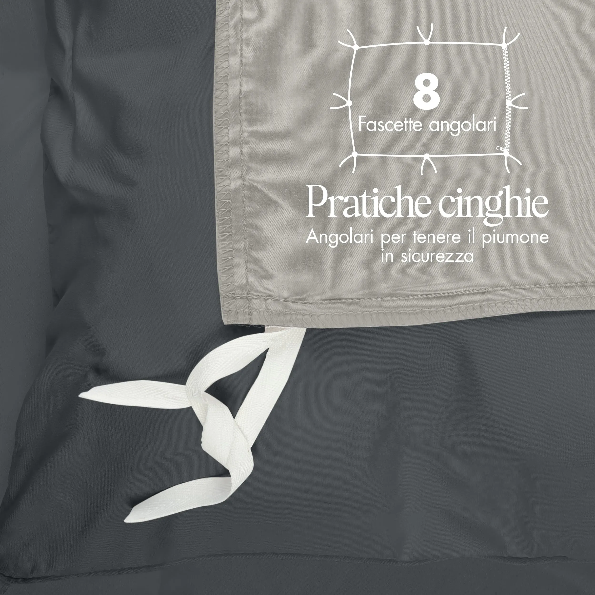 Utopia Bedding Set Copripiumino 200x200 cm e 2 Federe 80x80 cm, Grigio Scuro/Grigio Chiaro - immagine 7
