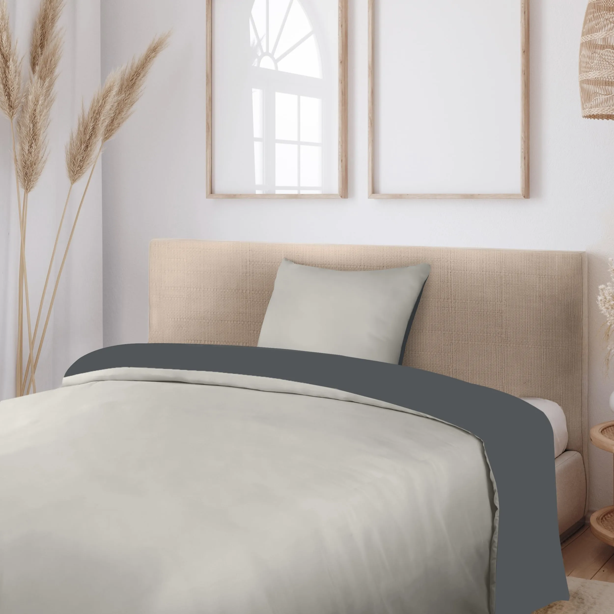 Utopia Bedding Set Copripiumino 135x200 cm e Federa 80x80 cm, Grigio Scuro/Grigio Chiaro - immagine 3