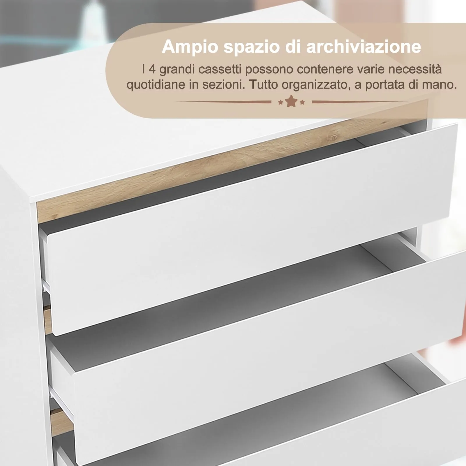 WOLTU Fasciatoio per Bambini con Cassettiera a 4 Cassetti - immagine 6