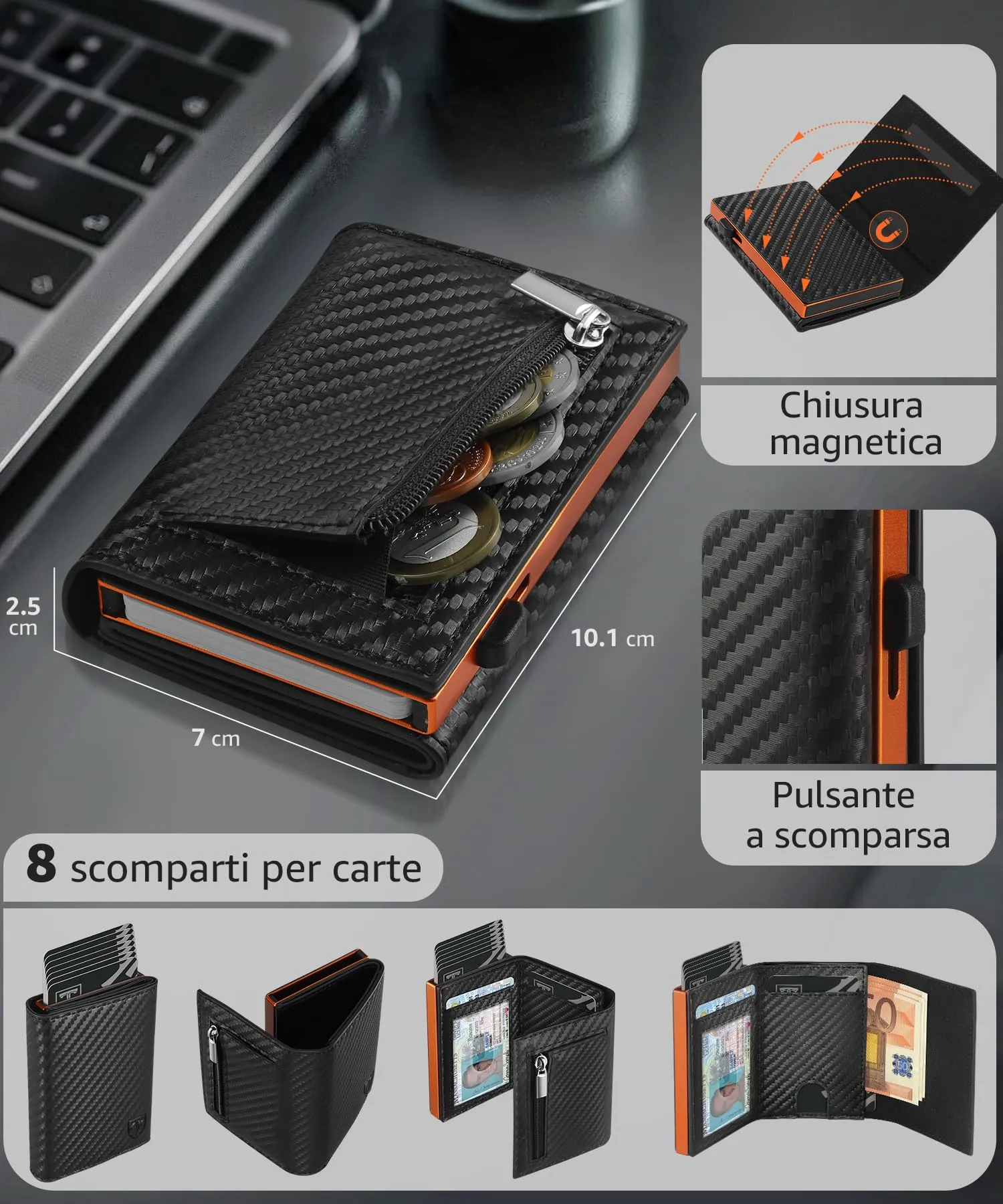 TEEHON Portafoglio Uomo Porta Carte di Credito con Protezione RFID - immagine 2