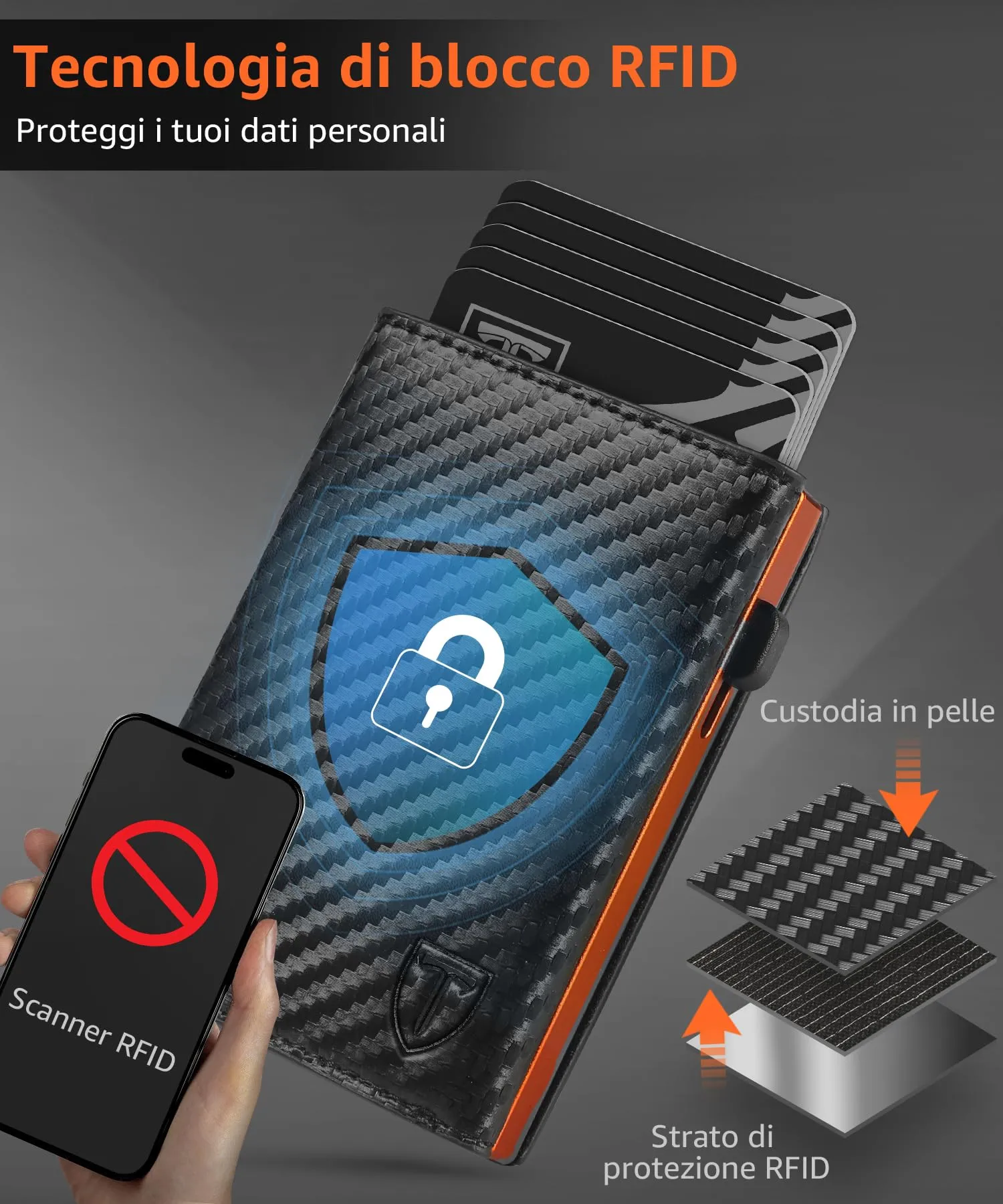 TEEHON Portafoglio Uomo Porta Carte di Credito con Protezione RFID - immagine 5