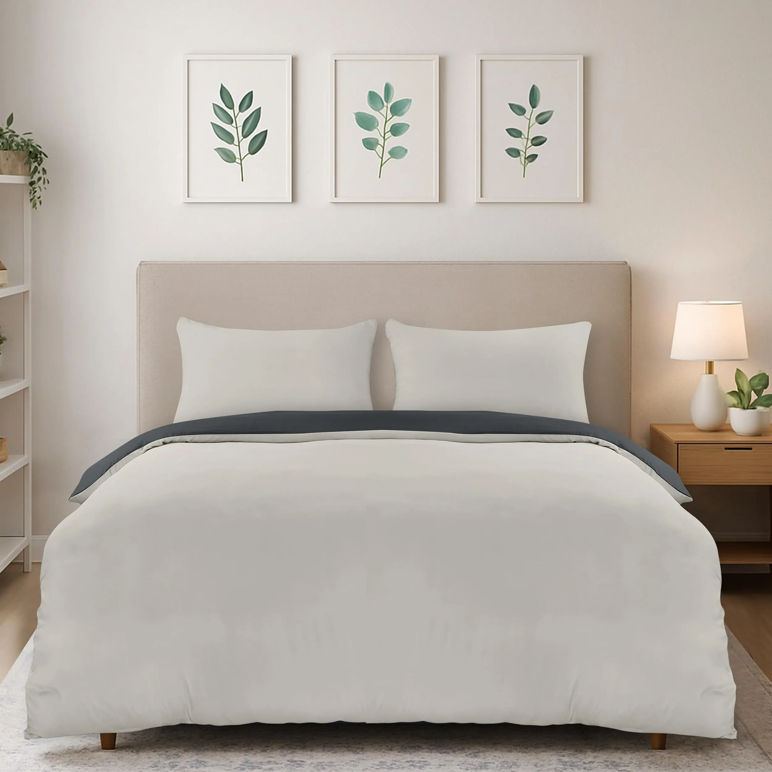 Utopia Bedding Set Copripiumino 200x200 cm e 2 Federe 50x75 cm, Grigio Scuro/Grigio Chiaro - immagine 1