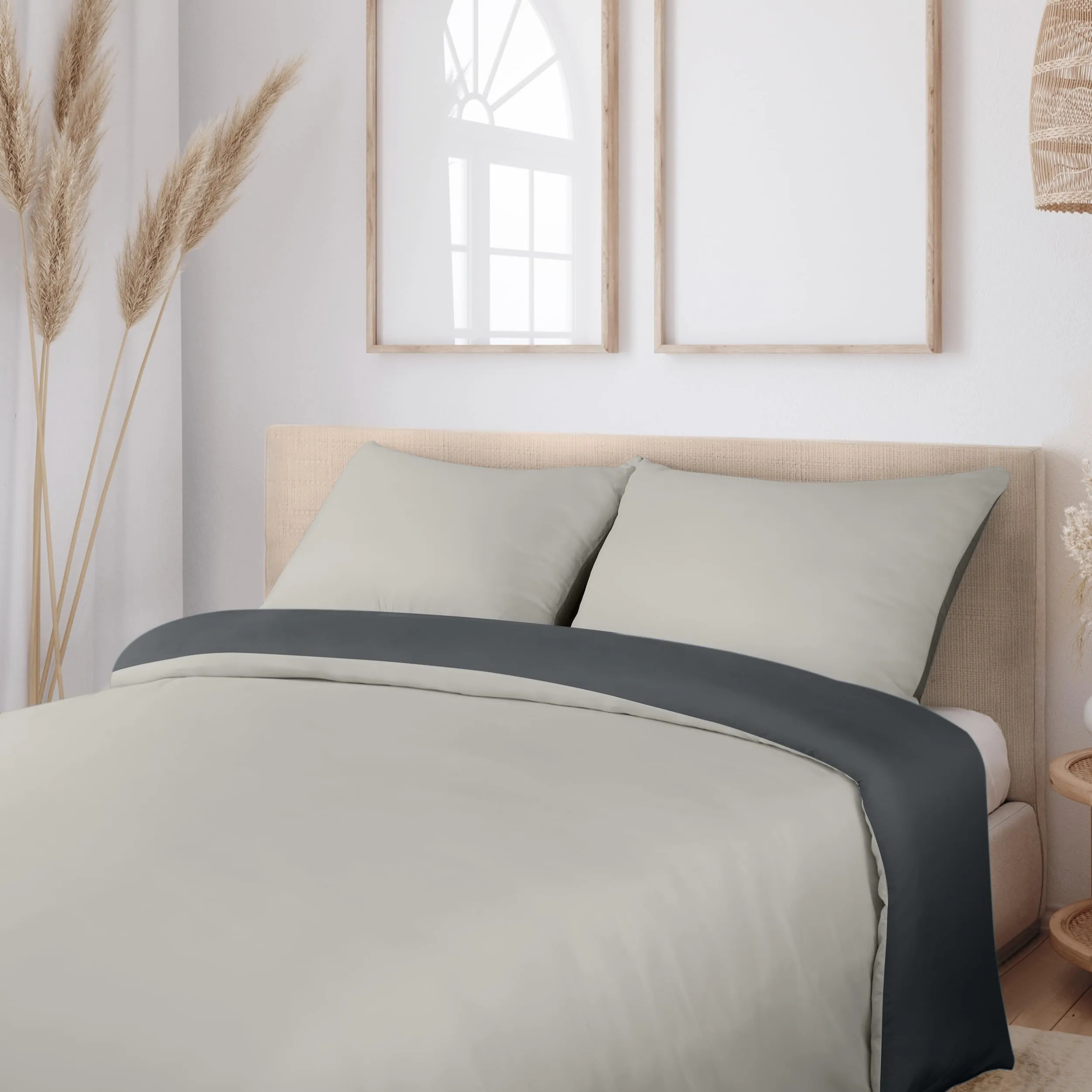 Utopia Bedding Set Copripiumino 200x200 cm e 2 Federe 50x75 cm, Grigio Scuro/Grigio Chiaro - immagine 3
