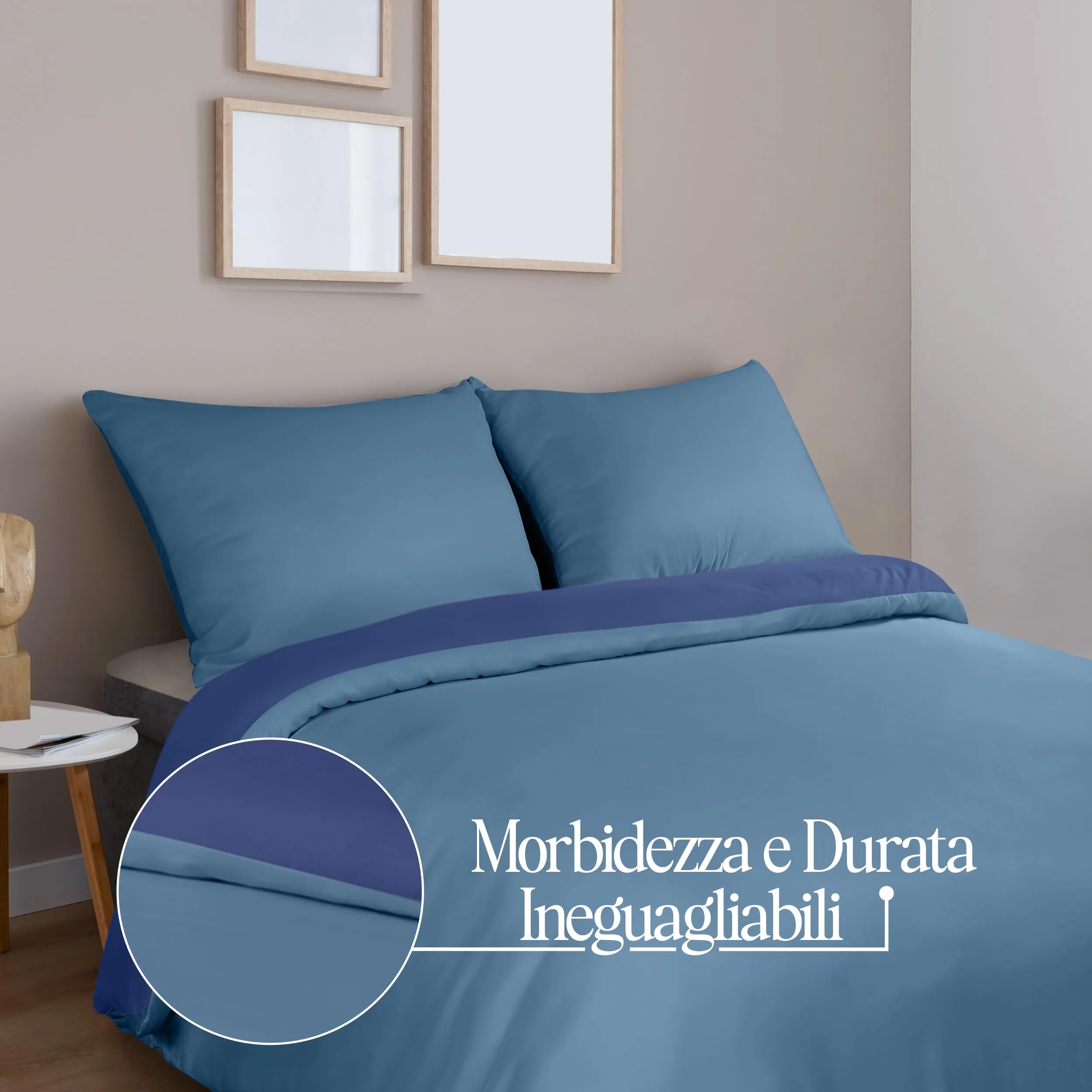 Utopia Bedding Set Copripiumino 200x200 cm e 2 Federe 50x75 cm, Blu Navy/Azzurro - immagine 5