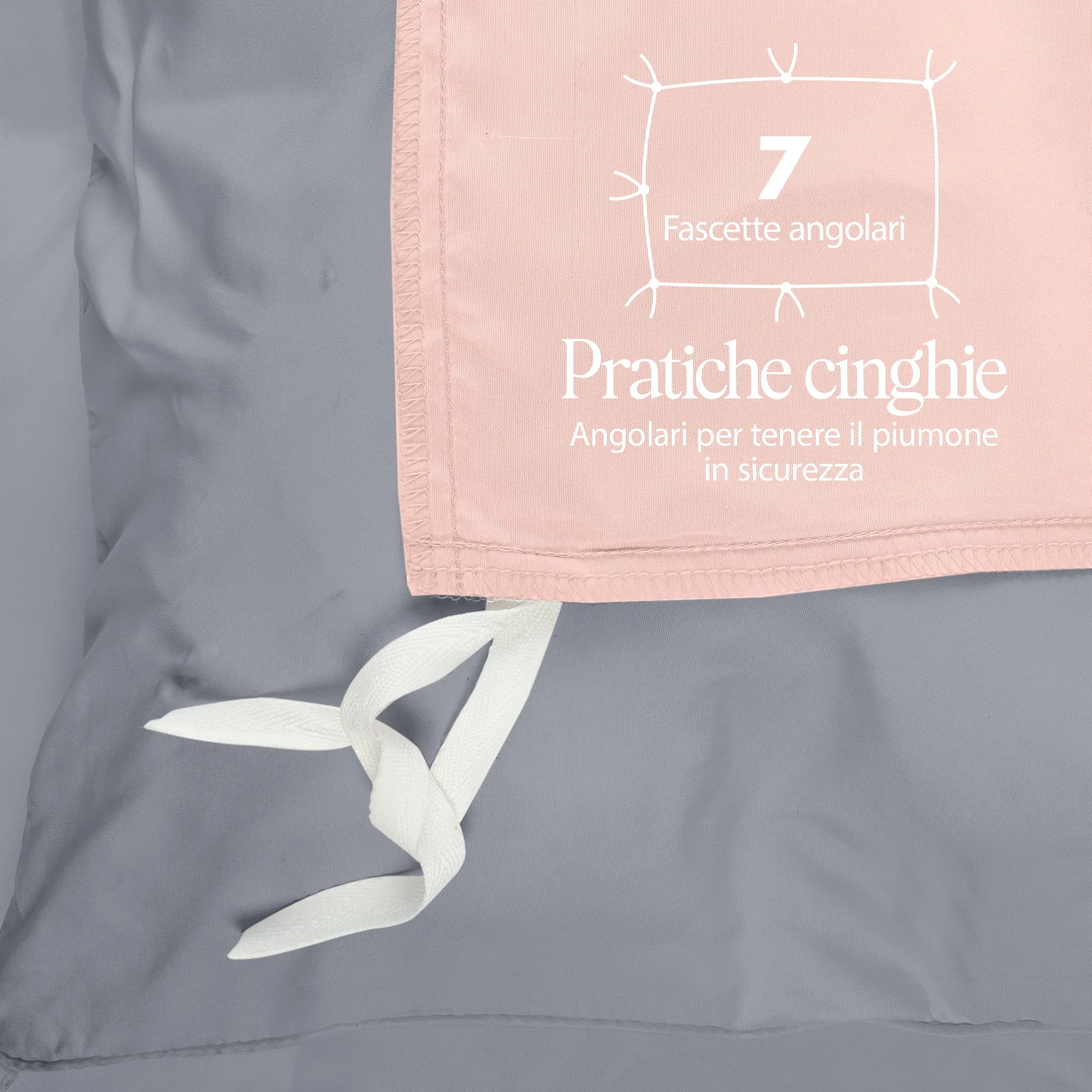 Utopia Bedding Set Copripiumino 200x200 cm e 2 Federe 50x75 cm, Grigio/Rosa - immagine 7