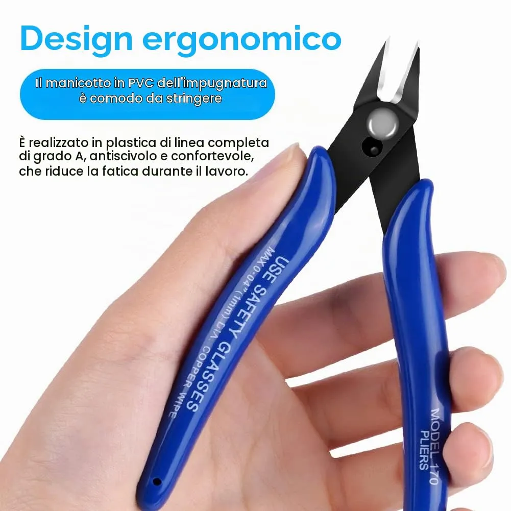 Ainiv Pinza da Taglio Diagonale di Precisione, Tronchesi Multifunzionale per Elettricisti e Gioielleria, Blu - immagine 4