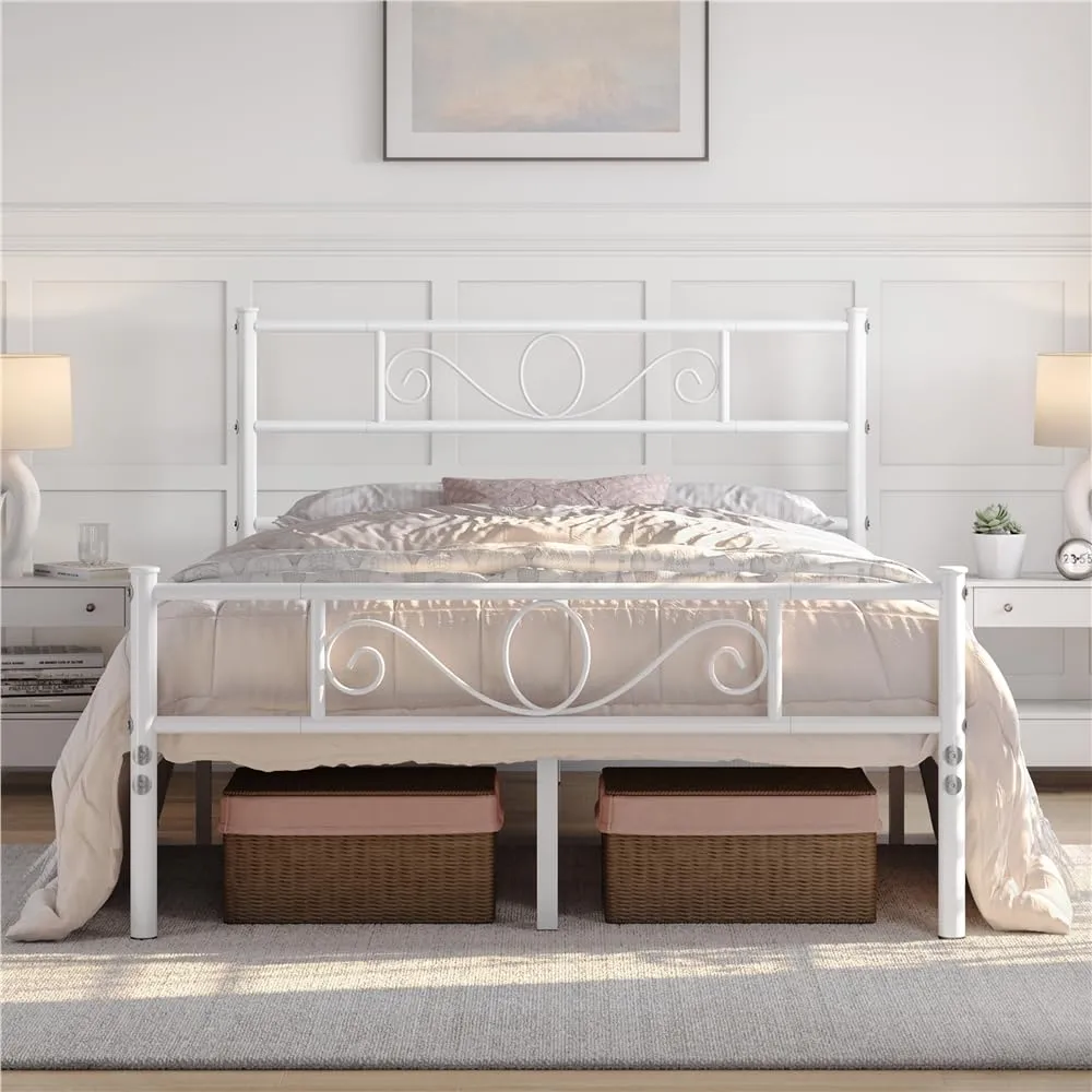 Yaheetech Struttura Letto Matrimoniale in Ferro 140 x 200 cm, Bianco - immagine 1