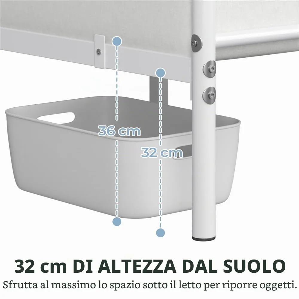 Yaheetech Struttura Letto Matrimoniale in Ferro 140 x 200 cm, Bianco - immagine 5
