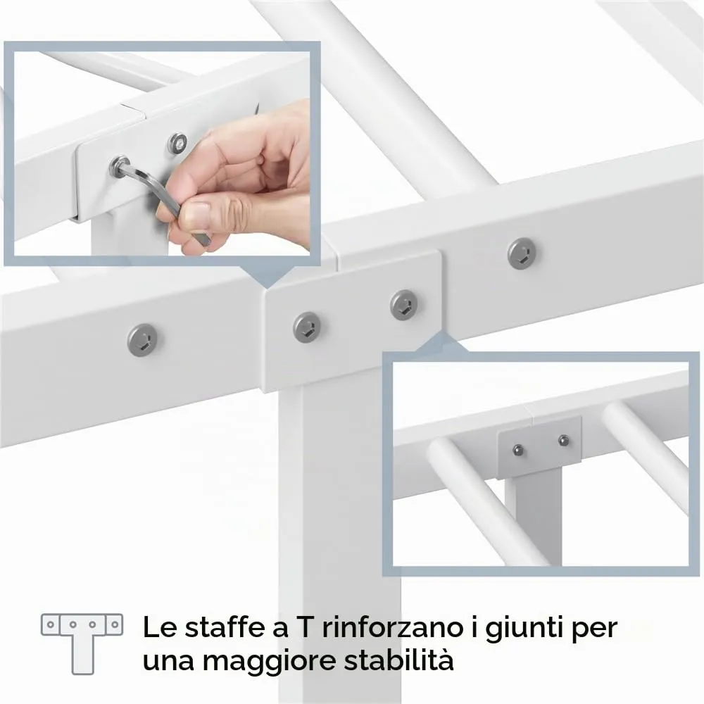 Yaheetech Struttura Letto Matrimoniale in Ferro 140 x 200 cm, Bianco - immagine 7