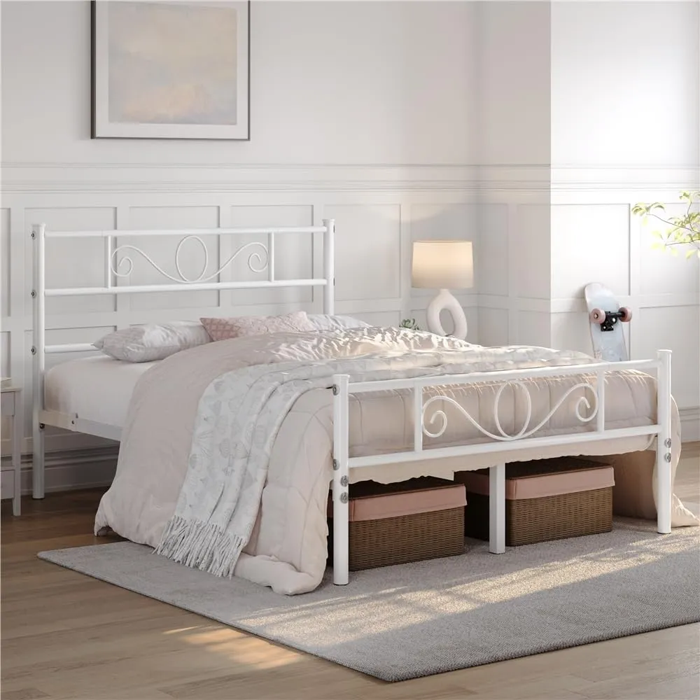 Yaheetech Struttura Letto Matrimoniale in Ferro 140 x 200 cm, Bianco - immagine 9