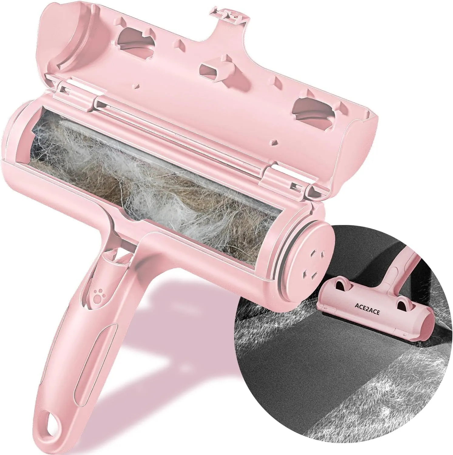 ACE2ACE Spazzola Togli Peli Animali Riutilizzabile per Gatto e Cane, Rosa - immagine 1
