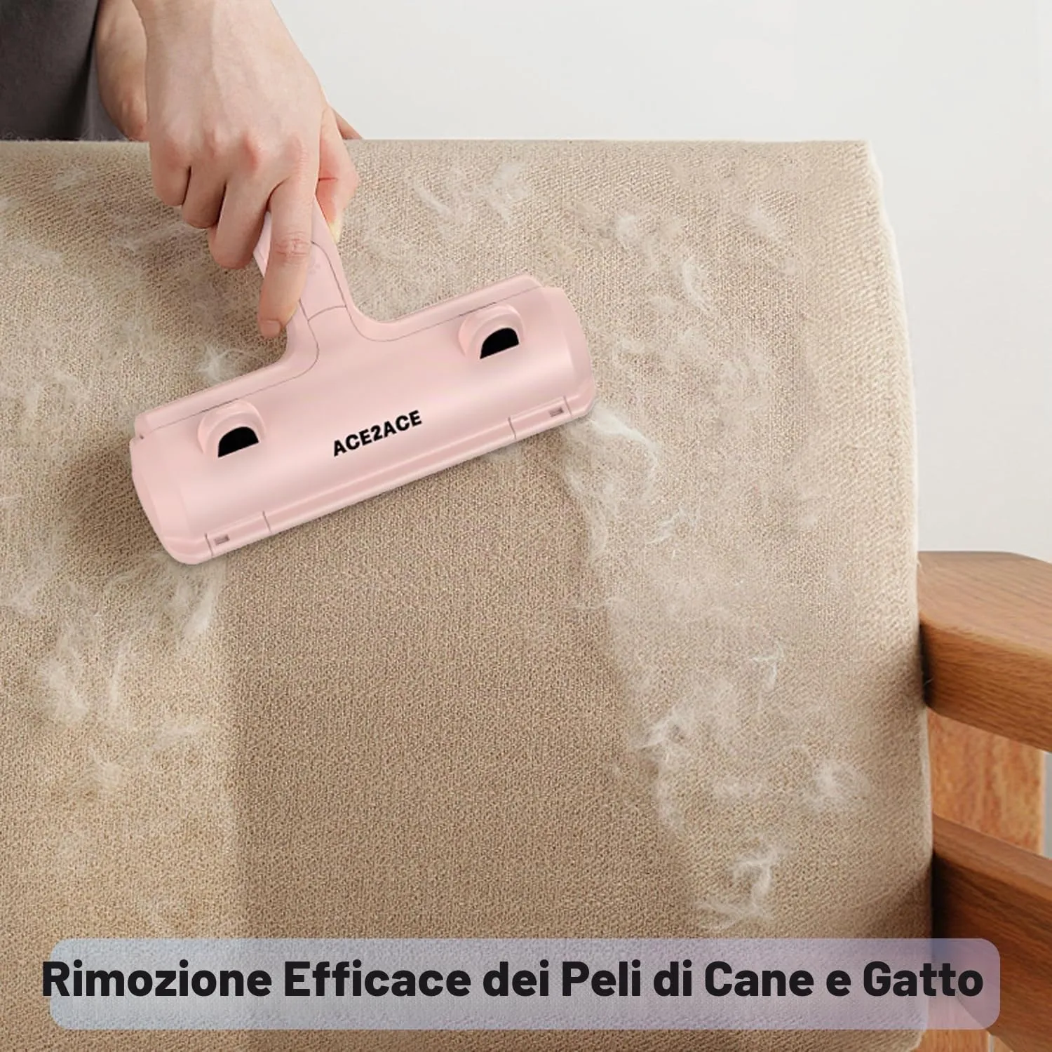 ACE2ACE Spazzola Togli Peli Animali Riutilizzabile per Gatto e Cane, Rosa - immagine 2