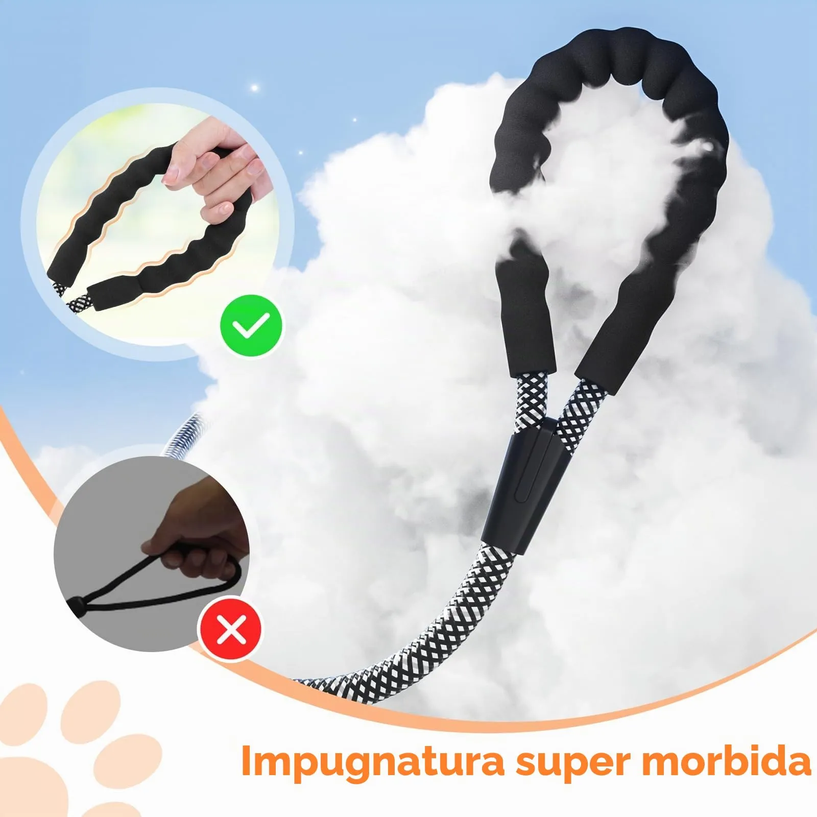 X XBEN Guinzaglio Addestramento per Cani, 3M x 8mm, Nylon Nero - immagine 3
