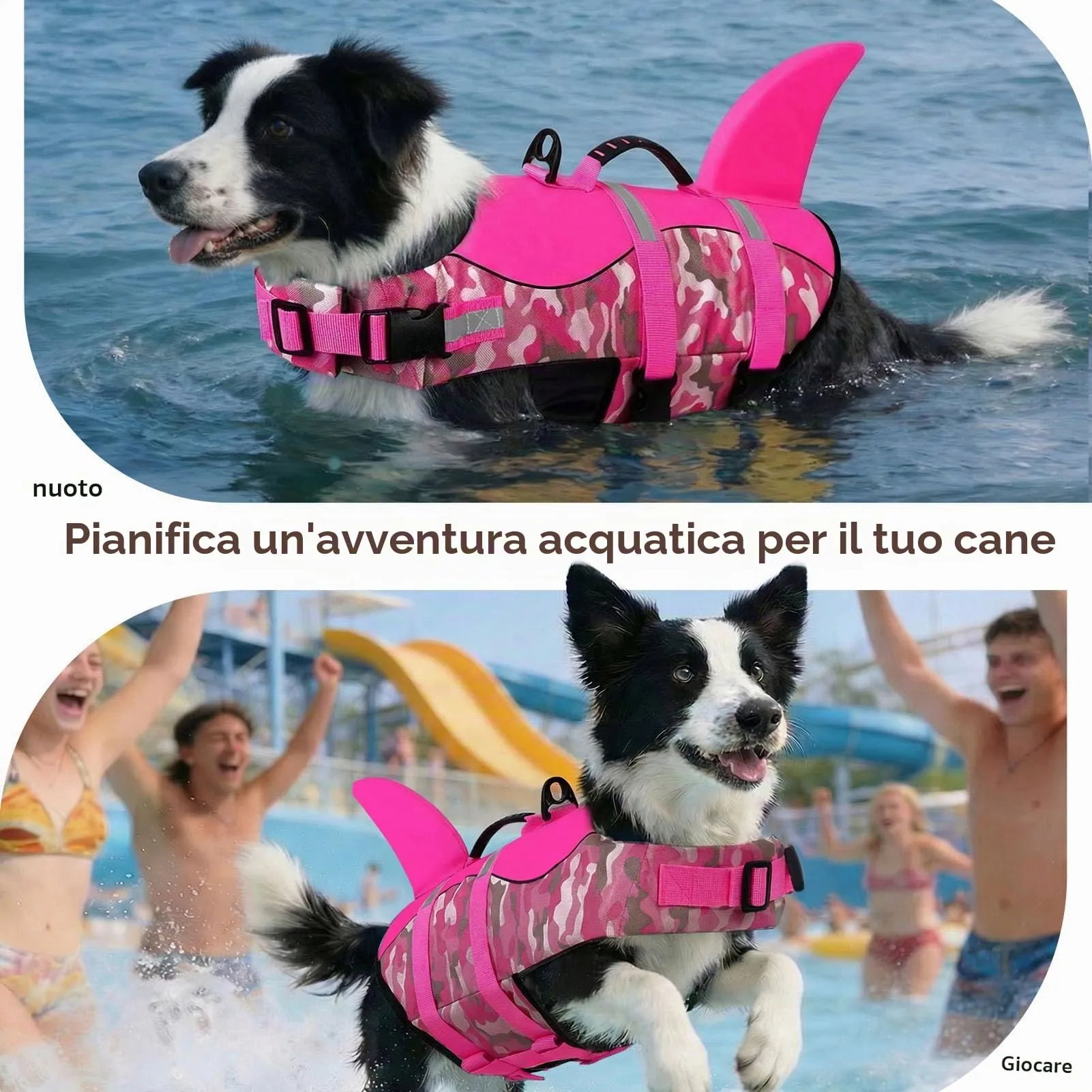 CITÉTOILE Salvagente per Cane Ripstop Regolabile Squalo, Rosa mimetico, XXL - immagine 6