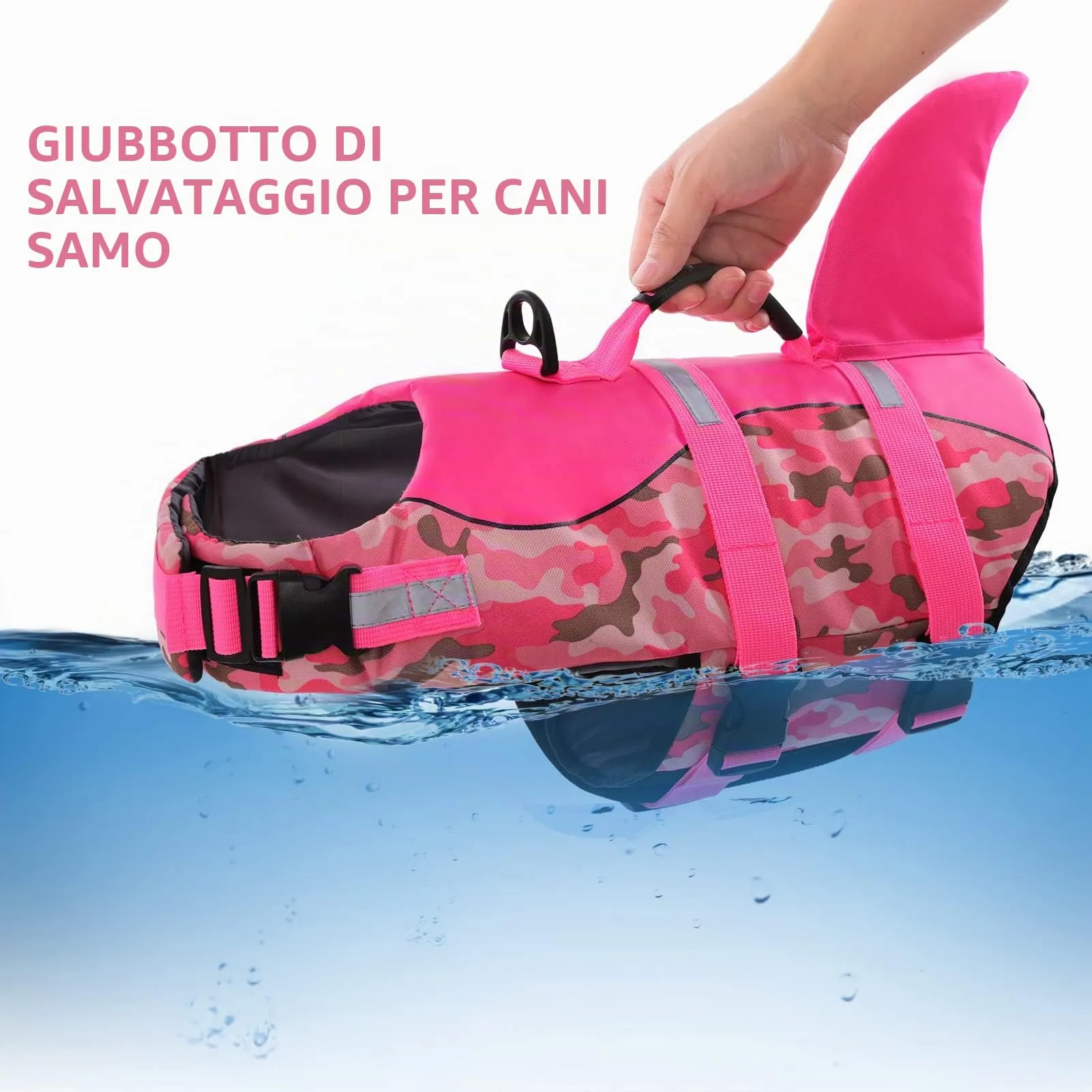 CITÉTOILE Giubbotto Salvagente per Cani Ripstop, Rosa Mimetico, M - immagine 8
