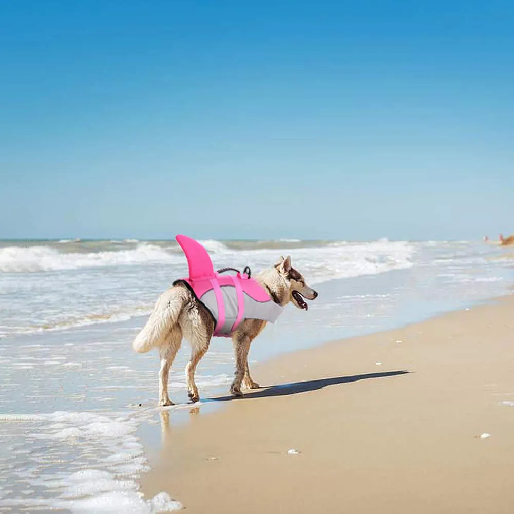 CITÉTOILE Giubbotto Salvagente per Cane, Ripstop Regolabile Design Squalo, Rosa, L - immagine 8