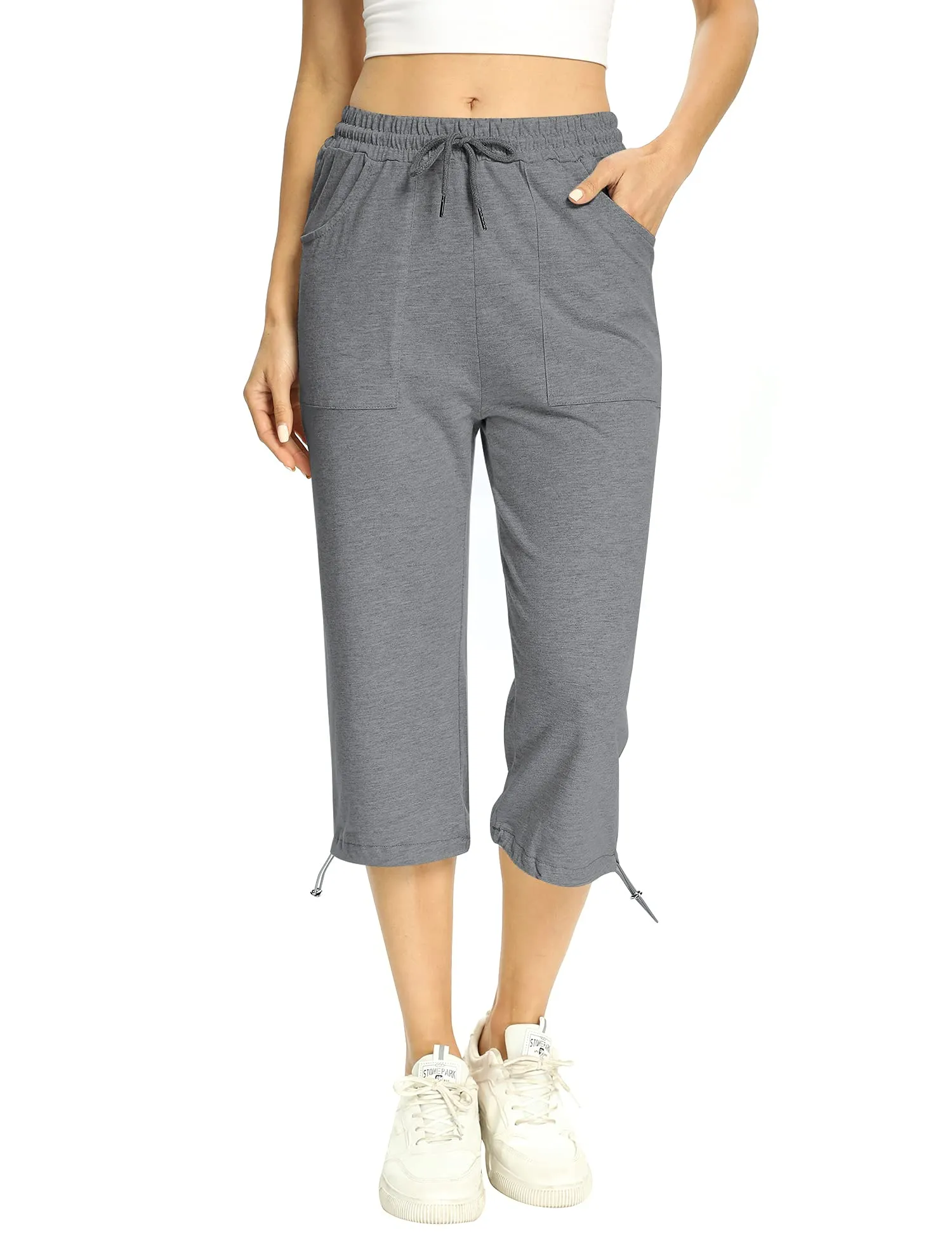 Totatuit Pantaloni Capri Donna 3/4 in Cotone Regolabile con Tasca - immagine 1