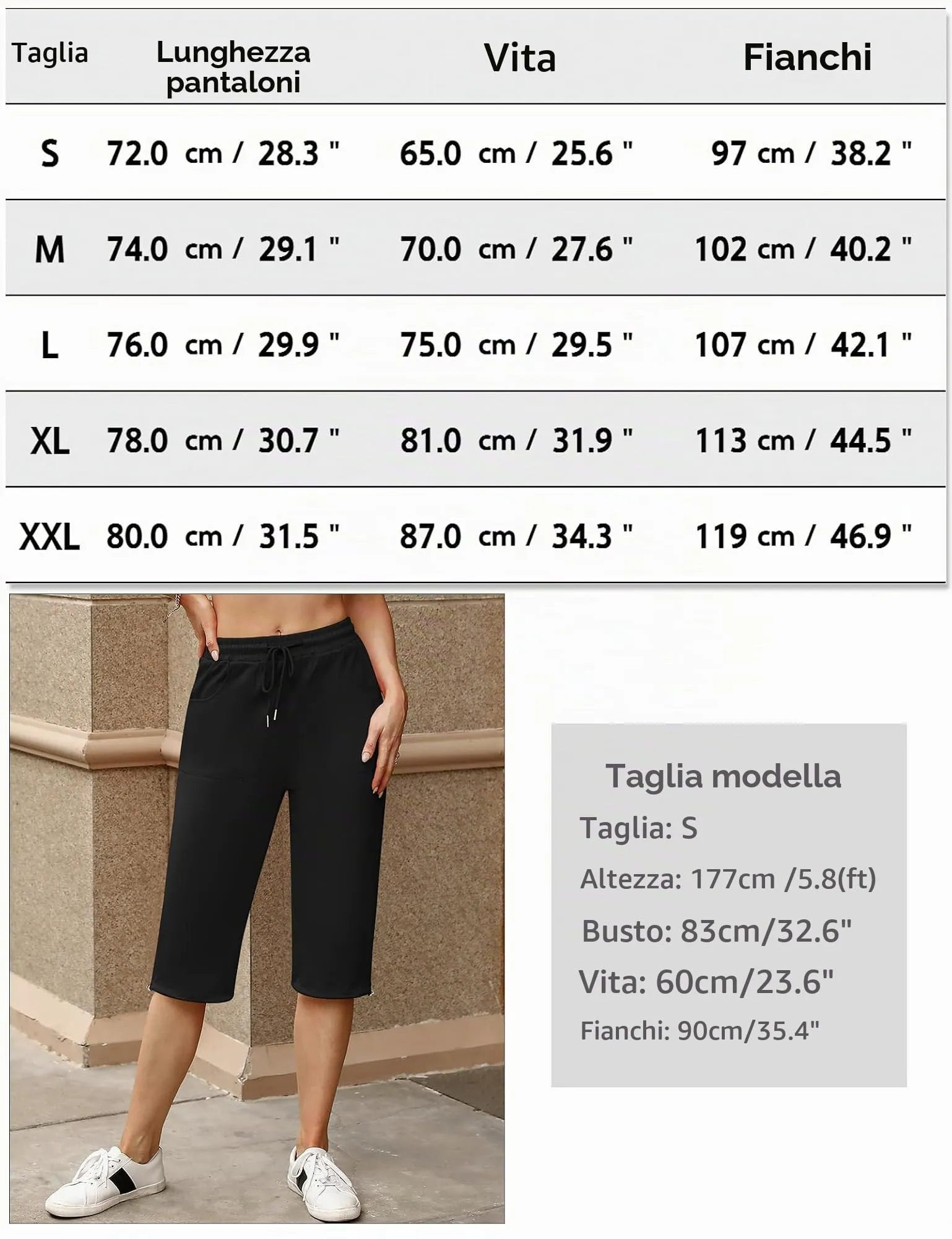 Totatuit Pantaloni Capri Donna Estivi Sportivi 3/4 in Cotone con Tasche, Grigio Chiaro, L - immagine 6