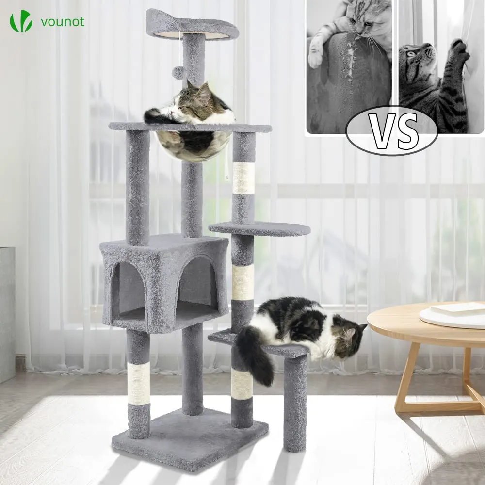 VOUNOT Tiragraffi per Gatti con Capsula Spaziale, 138cm, Grigio - immagine 6