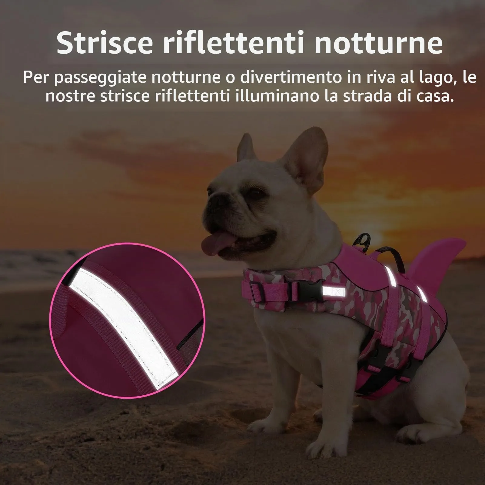 CITÉTOILE Salvagente per Cane Ripstop Squalo, Rosa Mimetico, XL - immagine 4
