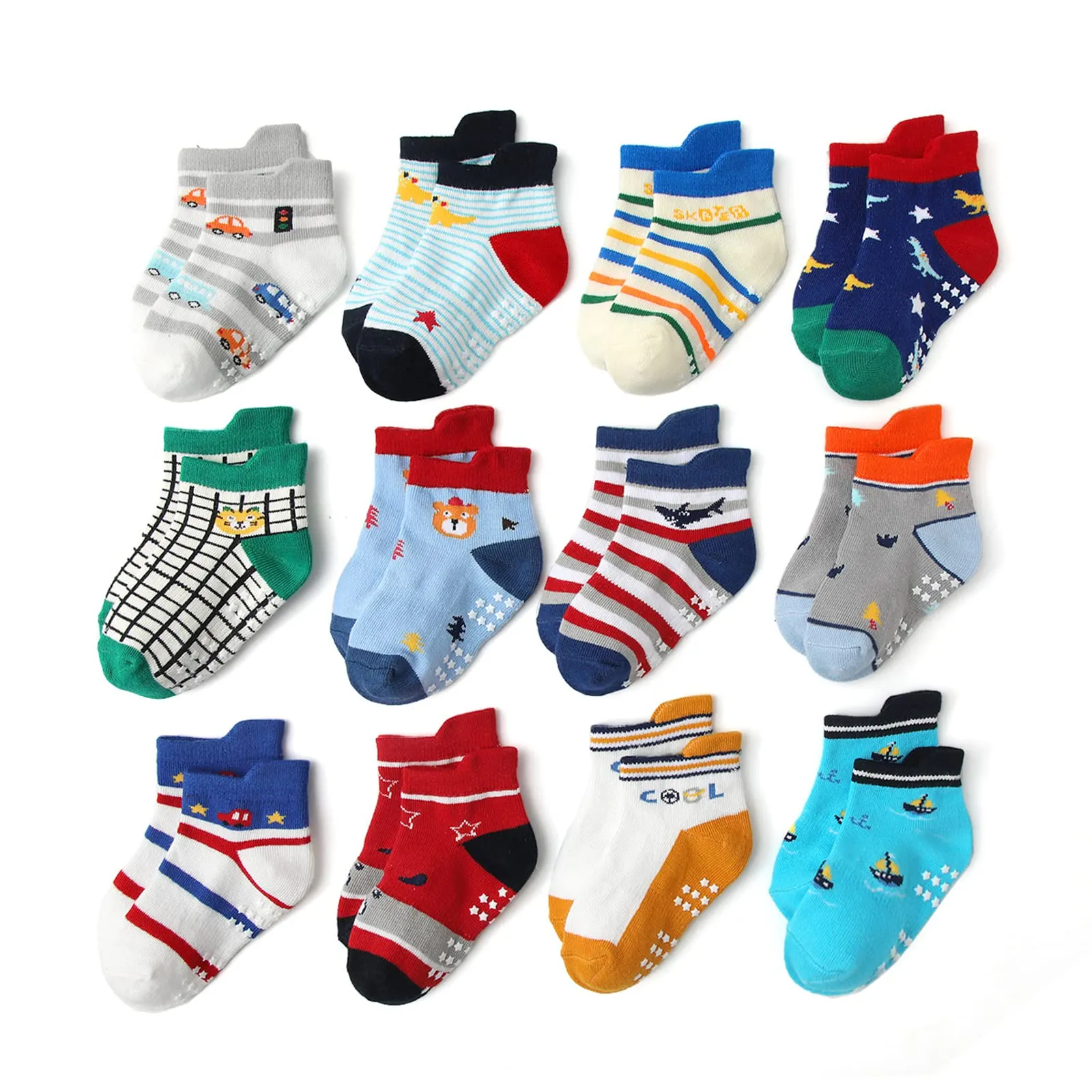 HaimoBurg Calze Antiscivolo in Cotone per Bambini 1-5 Anni, 12 Paia - immagine 1