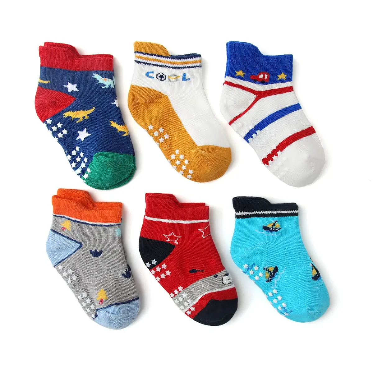 HaimoBurg Calze Antiscivolo in Cotone per Bambini 1-5 Anni, 12 Paia - immagine 3