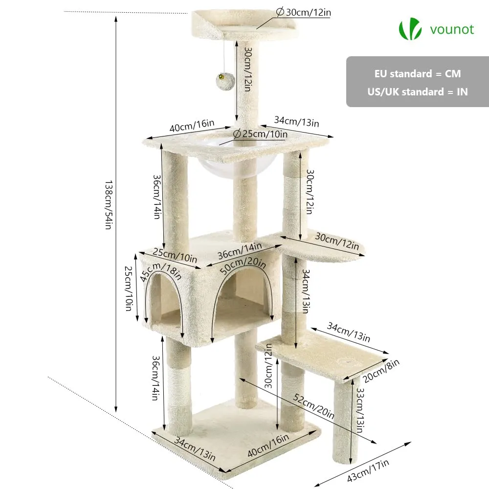 VOUNOT Tiragraffi per Gatti con Capsula Spaziale, 138cm, Beige - immagine 4
