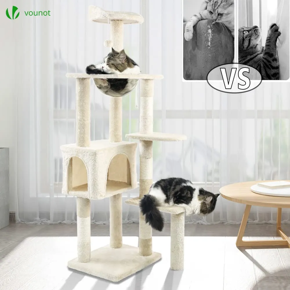 VOUNOT Tiragraffi per Gatti con Capsula Spaziale, 138cm, Beige - immagine 6