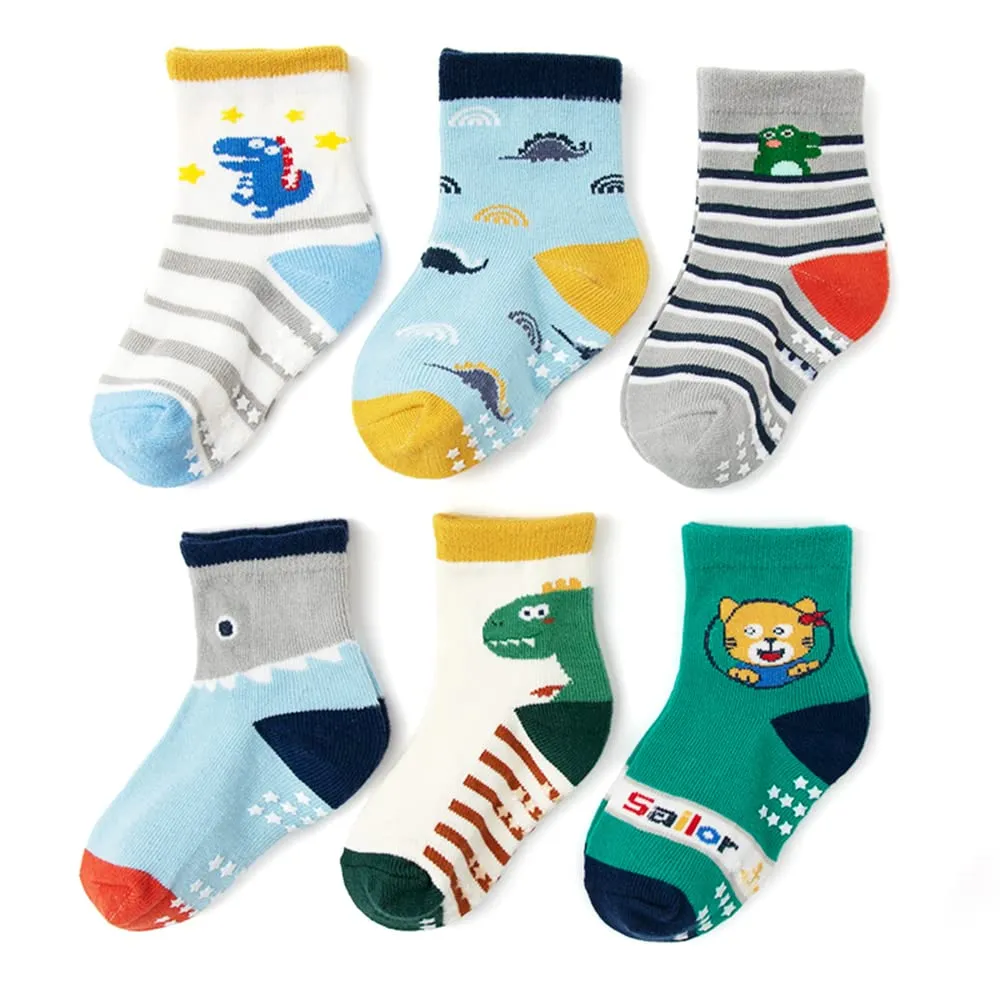 HaimoBurg Calze Antiscivolo in Cotone per Bambini 1-5 Anni, 12 Paia - immagine 2