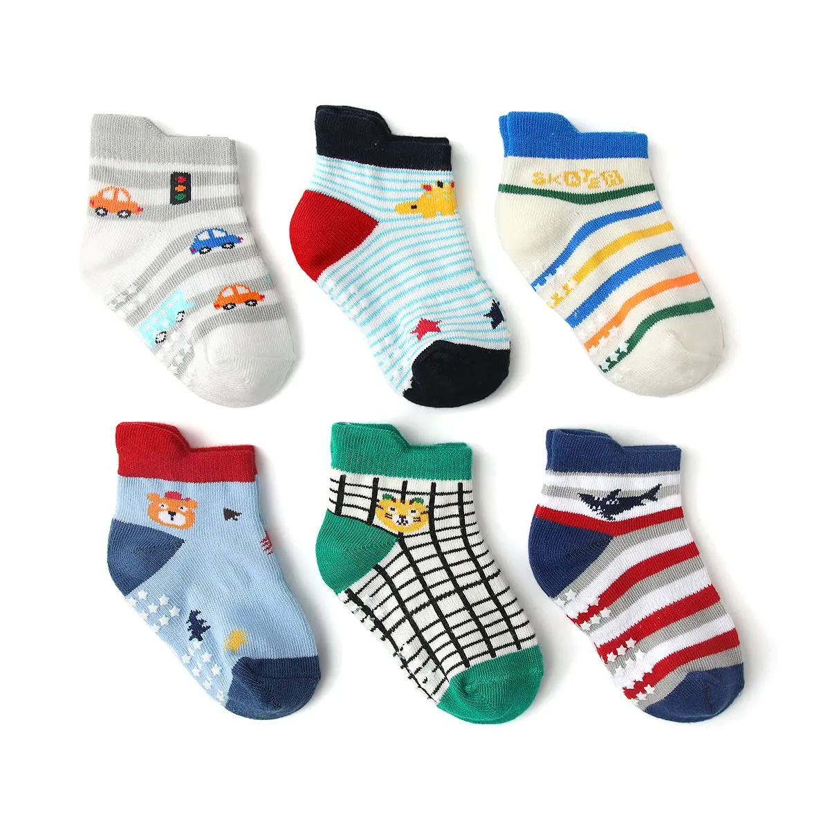 HaimoBurg Calze Antiscivolo in Cotone Traspirante per Bambini, 12 Paia, 1-5 Anni - immagine 2