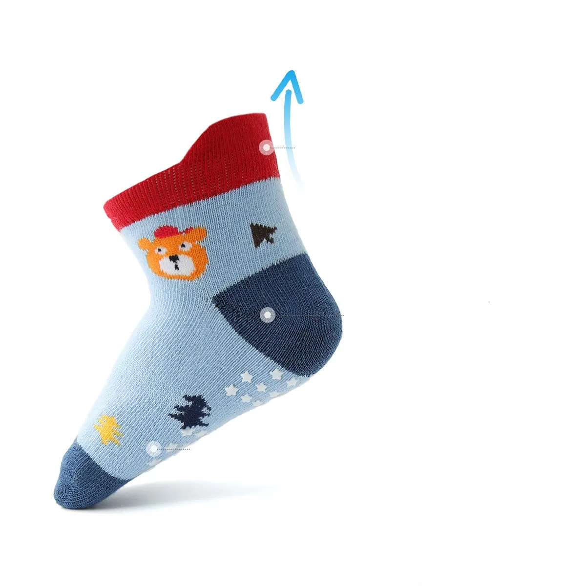 HaimoBurg Calze Antiscivolo in Cotone Traspirante per Bambini, 12 Paia, 1-5 Anni - immagine 4