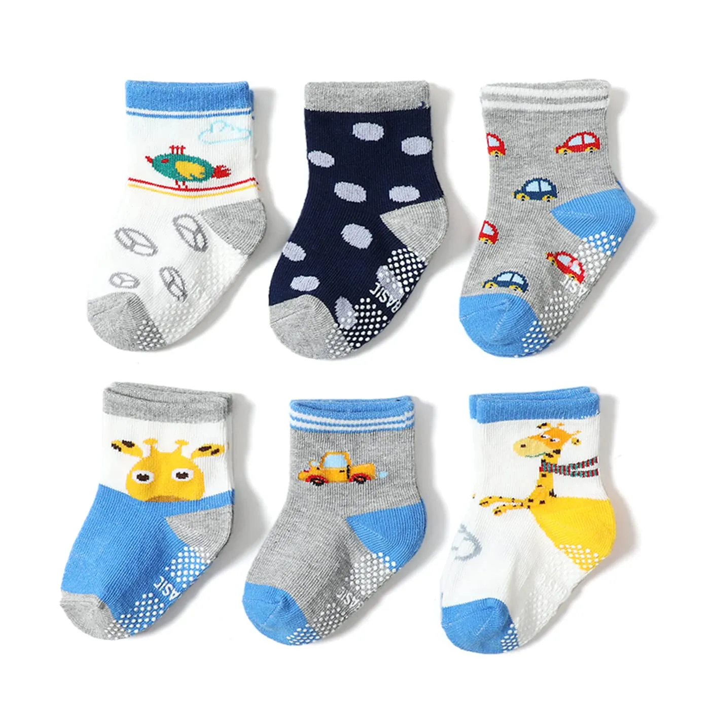 HaimoBurg Calze Antiscivolo in Cotone per Bambini 1-5 Anni, 12 Paia - immagine 2