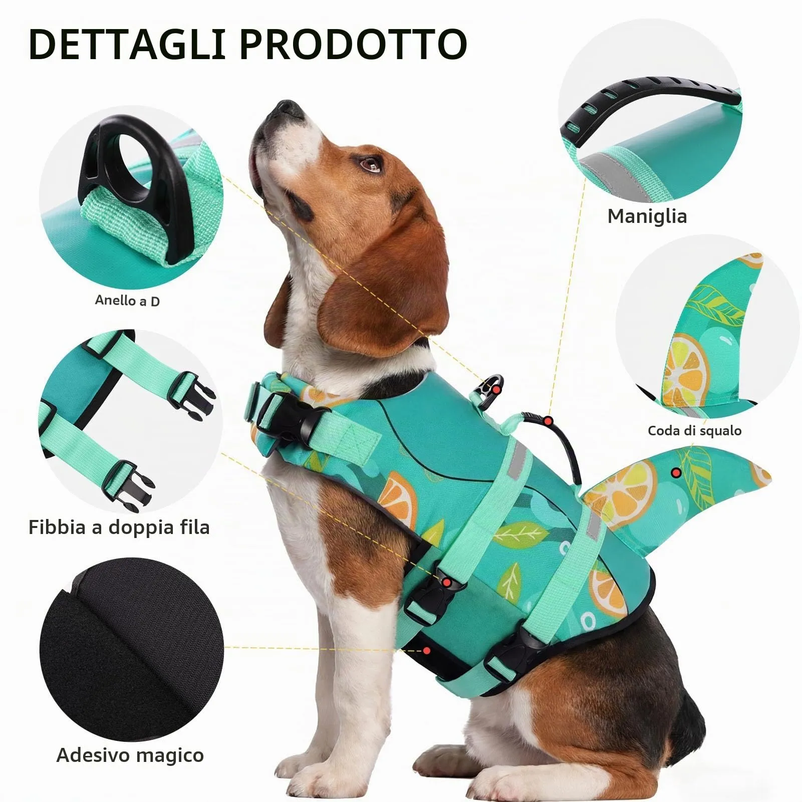 CITÉTOILE Salvagente per Cane in Ripstop Regolabile, Verde limone, S - immagine 2