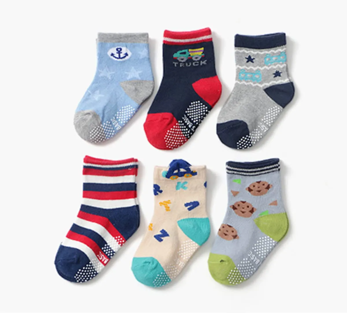 HaimoBurg Calze Antiscivolo in Cotone Traspirante per Bambini 1-5 Anni, 12 Paia - immagine 2