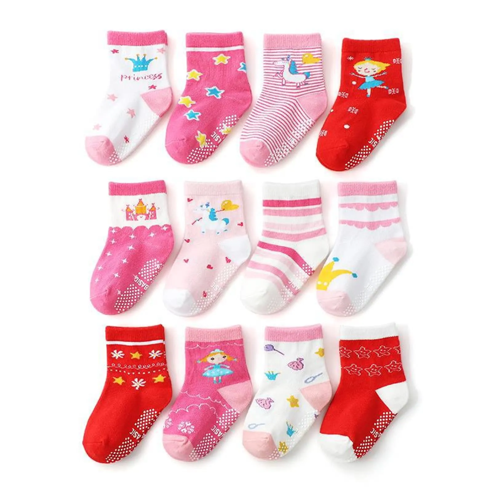 HaimoBurg Calze Antiscivolo in Cotone per Bambini 1-5 Anni, 12 Paia - immagine 1