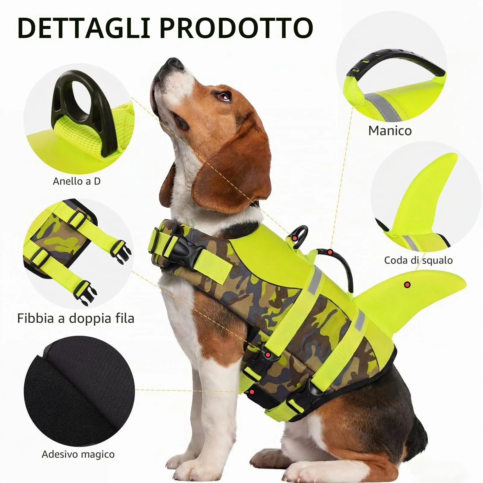 CITÉTOILE Salvagente per Cane in Ripstop, Verde Mimetico, M - immagine 2