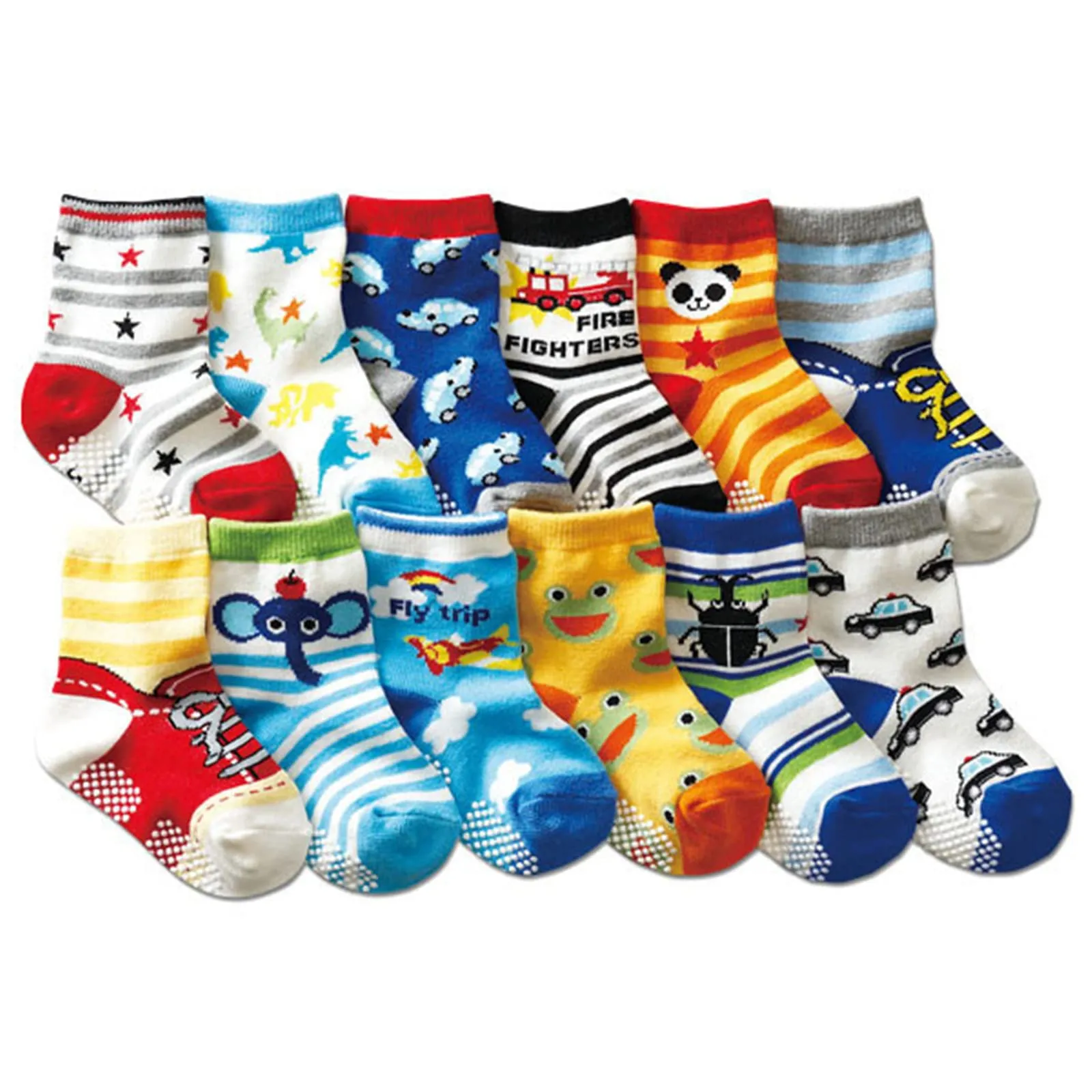 HaimoBurg Calze Antiscivolo in Cotone per Bambini 1-5 Anni, 12 Paia - immagine 1