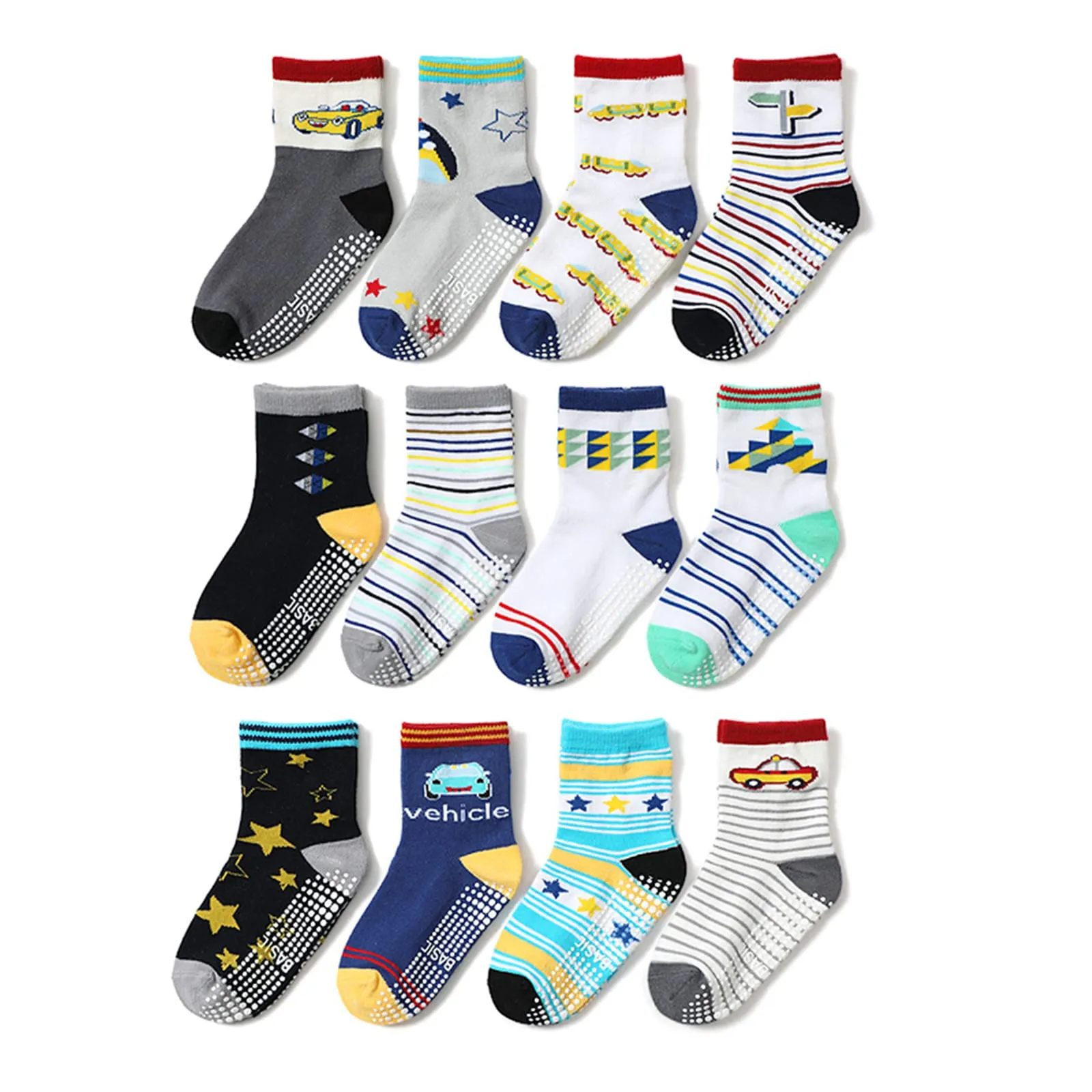 HaimoBurg Calze Antiscivolo in Cotone per Bambini 1-5 Anni, 12 Paia - immagine 1