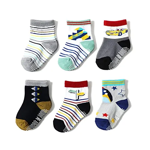 HaimoBurg Calze Antiscivolo in Cotone per Bambini 1-5 Anni, 12 Paia - immagine 2